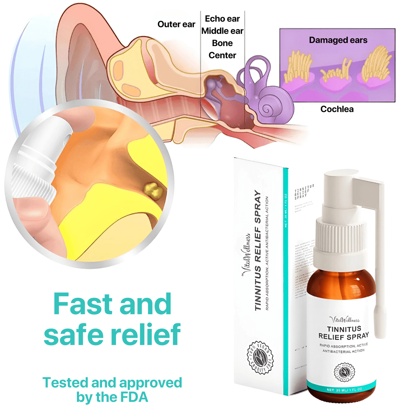 Luna Milis VitalWellness™ Tinnitus Relief Spray | Solve tinnitus with noticeable improvement within 7 days or get your money back!