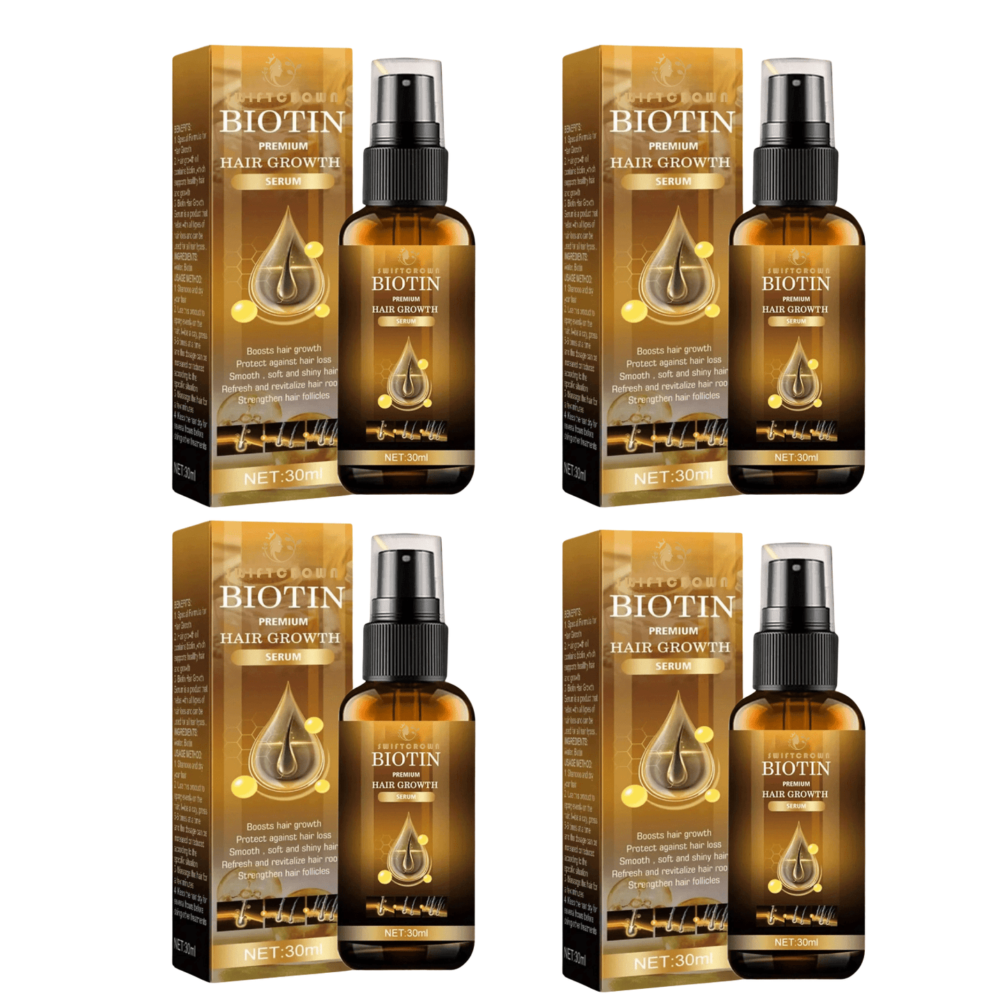 Vital Aura 4x SwiftCrown™ (2+2 FREE) SwiftCrown™ Hair Growth Spray | Get thicker and fuller hair in just 7 days!