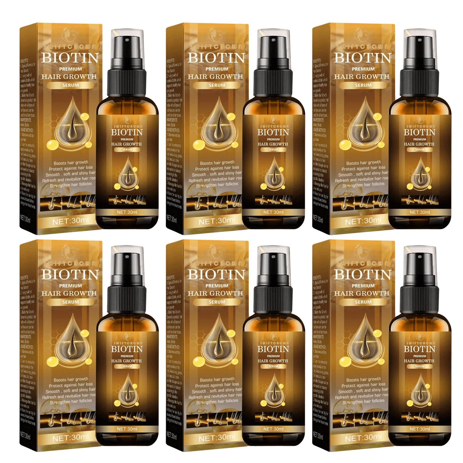 Vital Aura 6x SwiftCrown™ (3+3 FREE) SwiftCrown™ Hair Growth Spray | Get thicker and fuller hair in just 7 days!